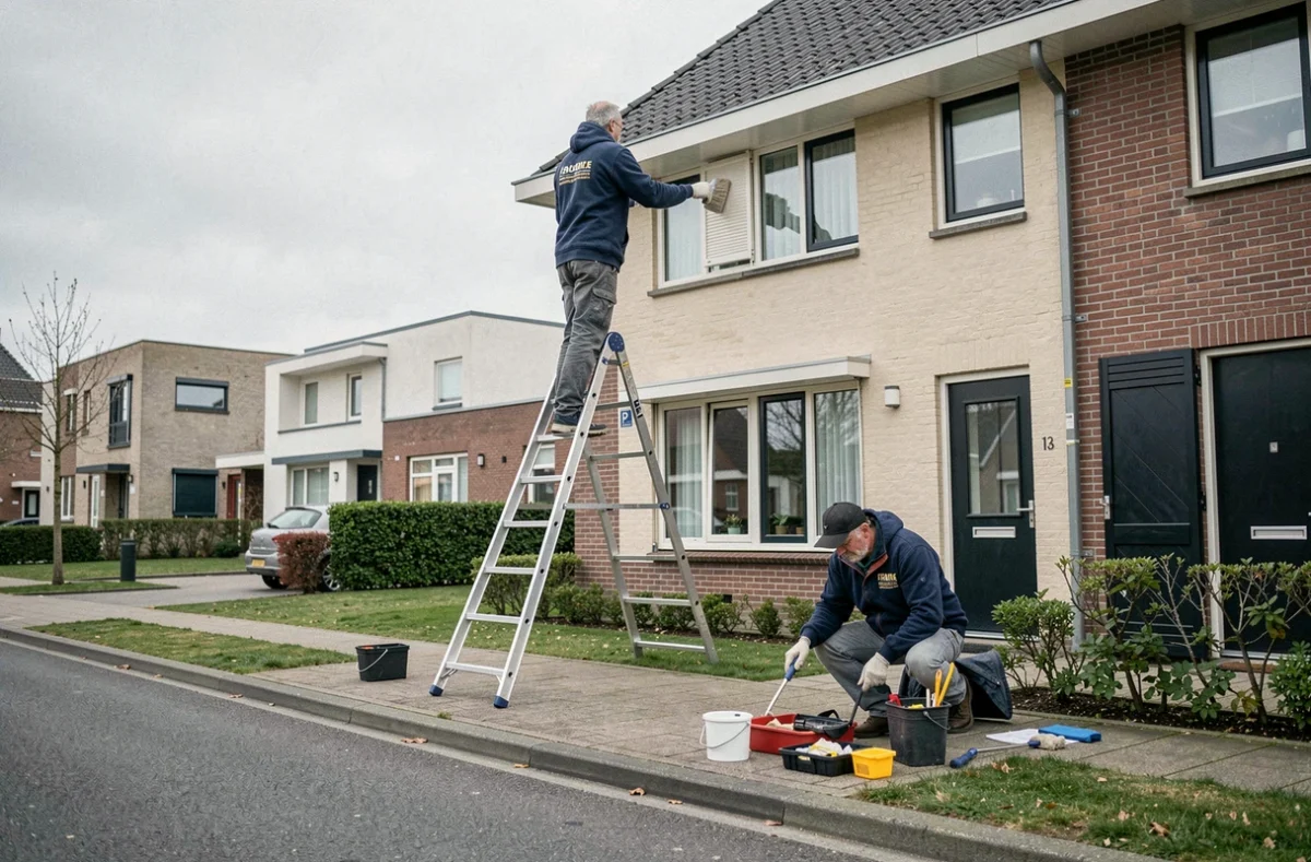 Équipe de Maisons Kerbéa en train de rénover l'extérieur d'une maison près de Lille et Vieux-Condé